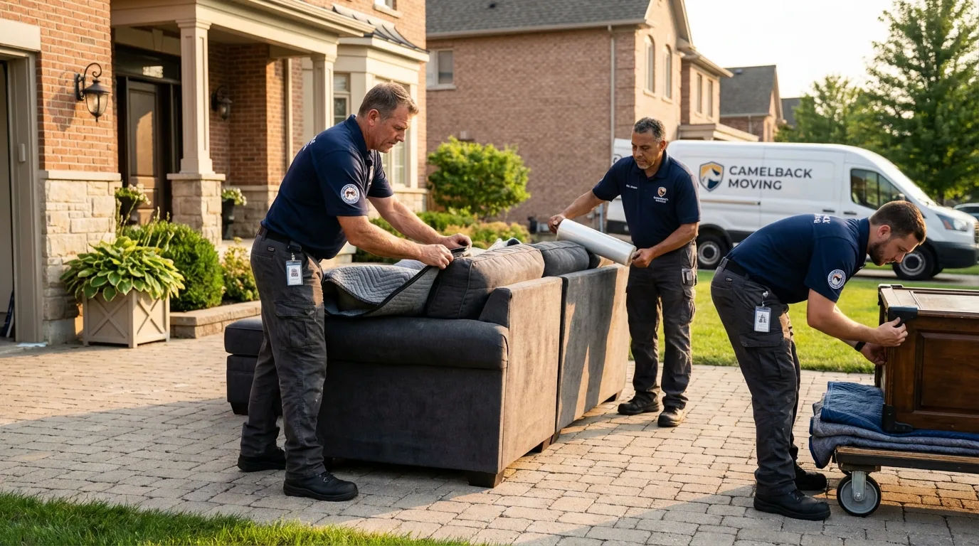 Large estate moving crew wrapping furniture in Butte, NE